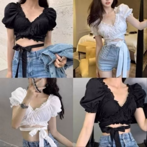 Áo Kiểu Voan Cột Eo Dáng Croptop - Lê Phương Boutique