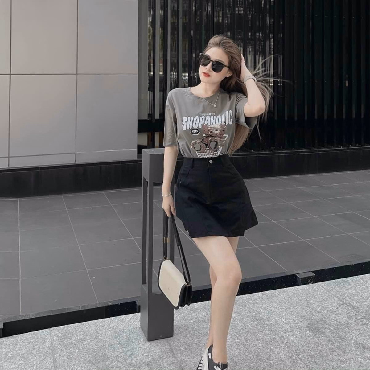 Set Bộ Đồ Quần Váy Áo Thun Cotton Lạnh Họa Tiết Gấu Dd900 - Nana House