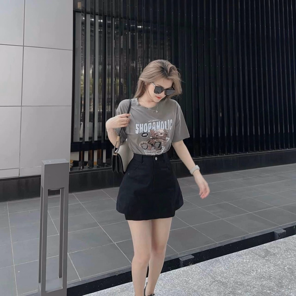 Set Bộ Đồ Quần Váy Áo Thun Cotton Lạnh Họa Tiết Gấu Dd900 - Nana House - Ảnh 2