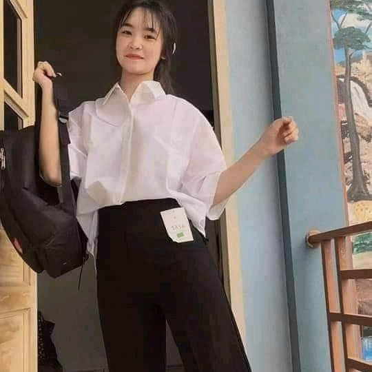 Set Sơ Mi Ngắn Tay + Quần Ống Rộng Dài Nữ Học Sinh - Ảnh 4