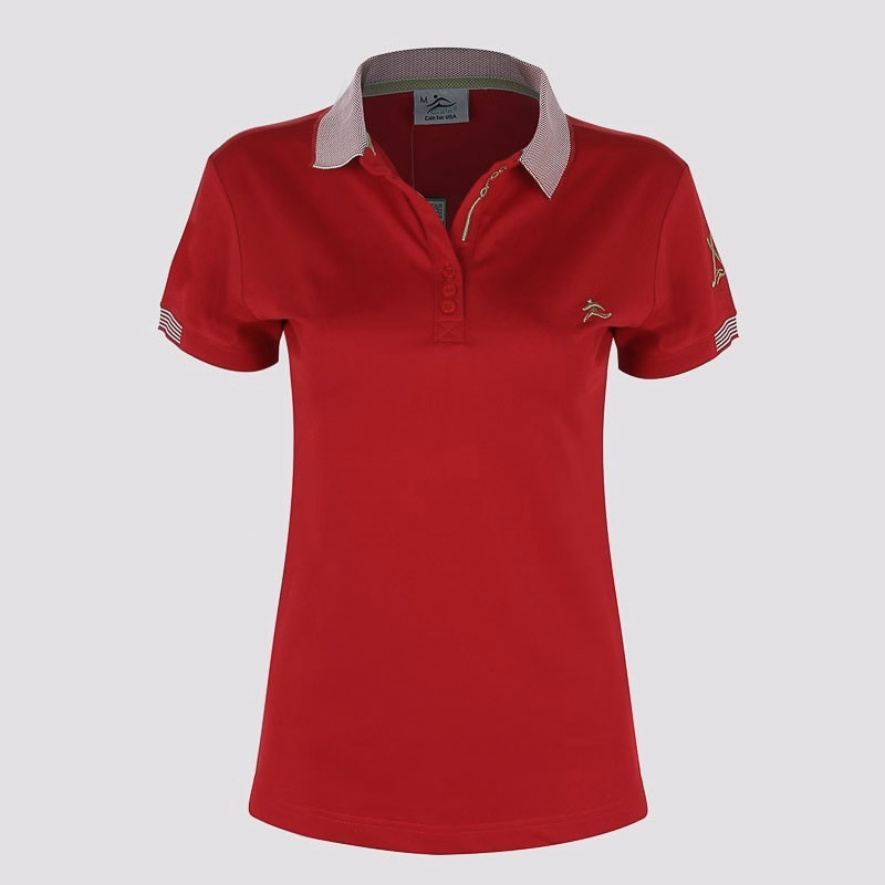 Áo Thun Thể Thao Nữ Cổ Dệt Sọc Đỏ Đô Cl2525256 - Colo Store