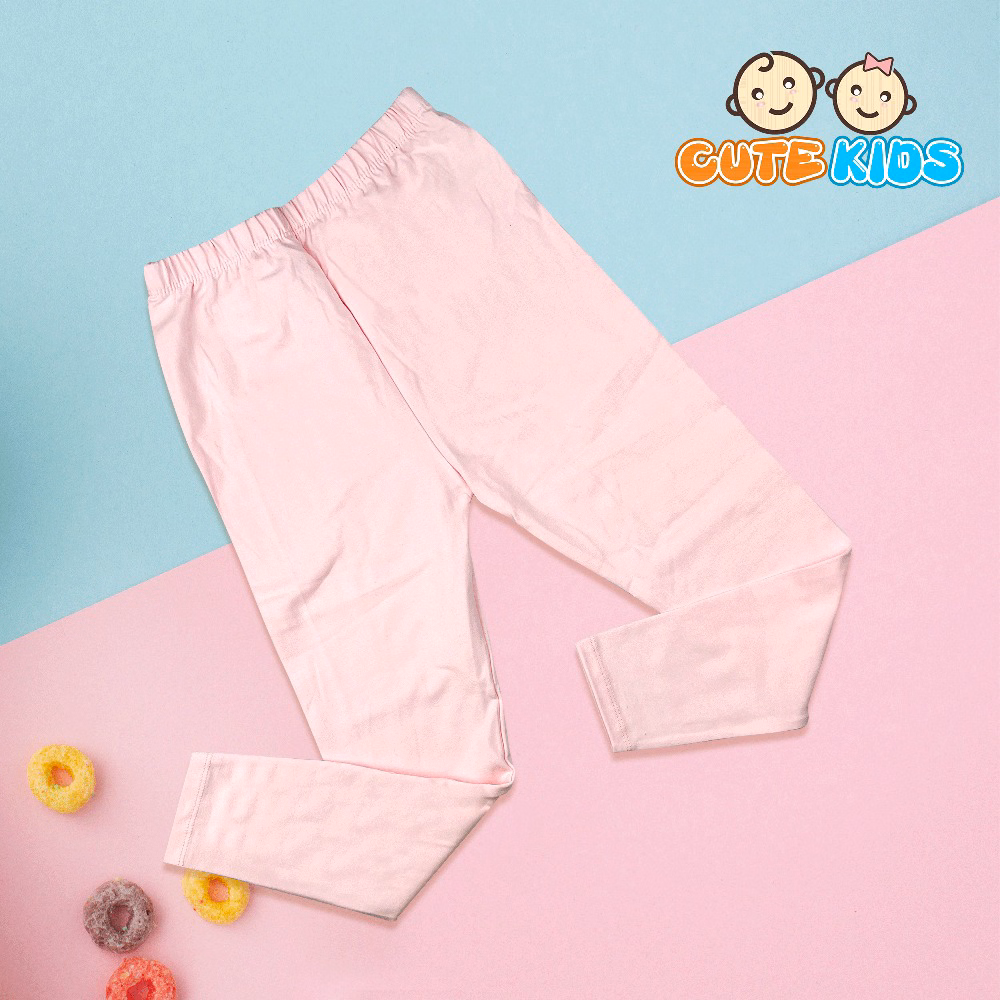 Quần Legging Dài Trơn Bé Gái Cotton Xuất Đẹp Mềm Mát Co Giãn Cho Bé 8-16Kg - Ảnh 3