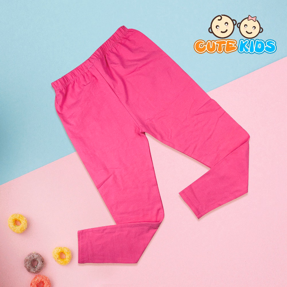 Quần Legging Dài Trơn Bé Gái Cotton Xuất Đẹp Mềm Mát Co Giãn Cho Bé 8-16Kg - Ảnh 5