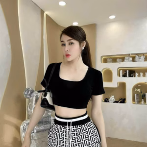 Set Bộ Đồ Nữ Thun In 3D Áo Crotop Phối Quần Dài Chất Gân Ug590 - Nana House