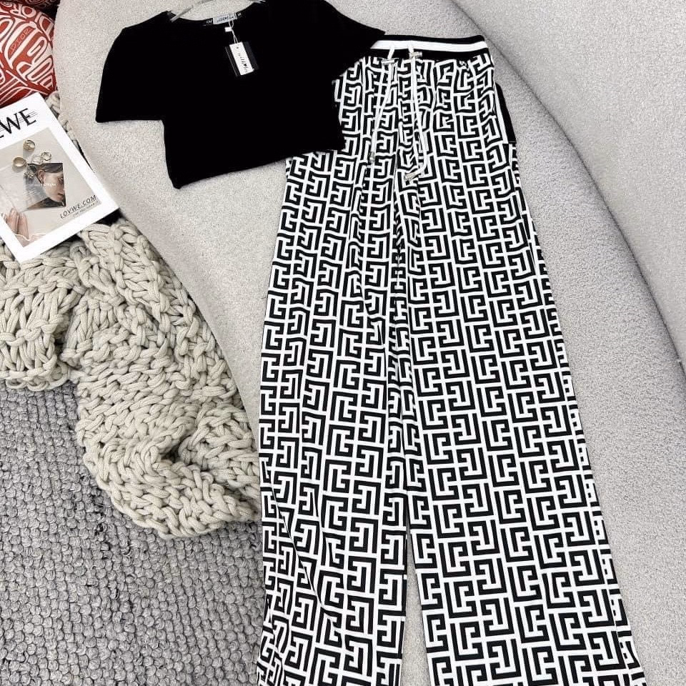 Set Bộ Đồ Nữ Thun In 3D Áo Crotop Phối Quần Dài Chất Gân Ug590 - Nana House - Ảnh 5