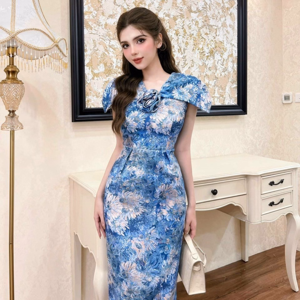 Đầm Váy Nữ Dự Tiệc Phối Tay Cánh Tiên Đính Hoa S21- Nana House - Ảnh 2