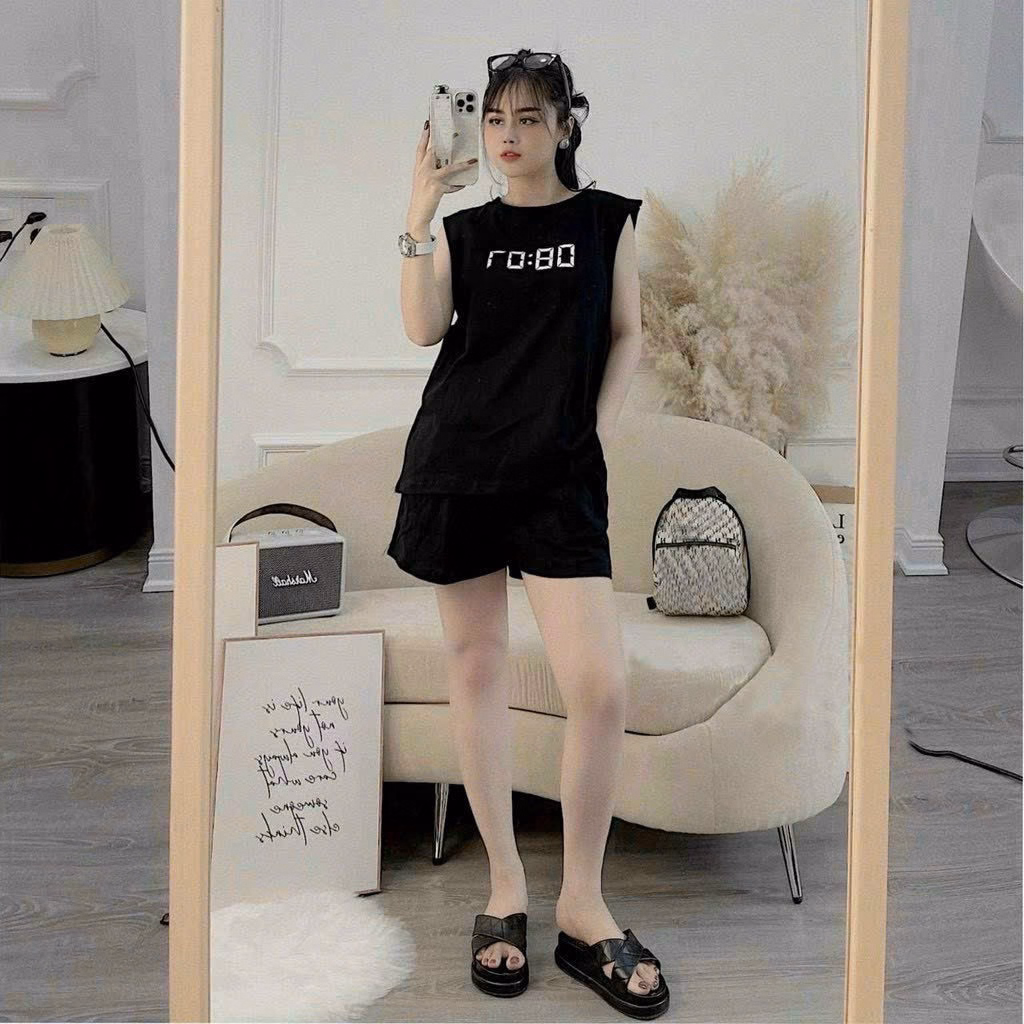 Bộ Đùi Nữ Cotton Sát Nách 08:07 Chất Mát Cao Cấp - Htm Fashion - Ảnh 3