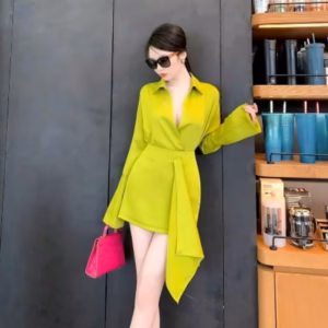 Set Áo Sơ Mi Tay Dài Kèm Chân Váy Chữ A Chất Tuyết Nhung M934 - Aine