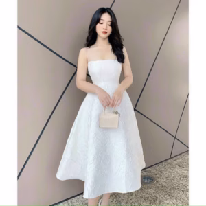 Đầm Nữ 2 Dây Cúp Ngực Có Mút Ôm Eo Dáng Xòe Dài Chất Gấm Hoa T943 - Lisa