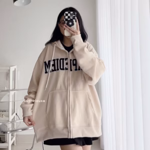 Áo Khoác Nỉ Hoodie Form Rộng Mũ 2 Lớp Chất Nỉ Cotton Chữ Diem