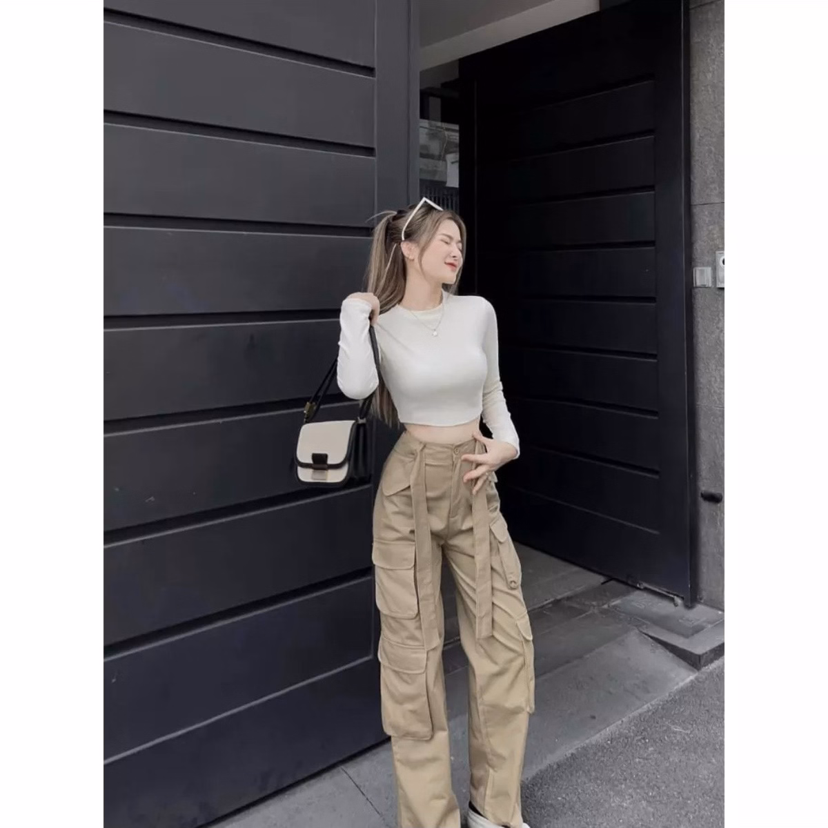 Set Bộ Đồ Nữ Áo Croptop Mix Quần Ống Rộng Ug151 - Nana House - Ảnh 6