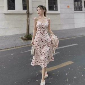 Set Đầm 2 Dây Xốp Hoa Kèm Áo Khoác T1005 - Aine