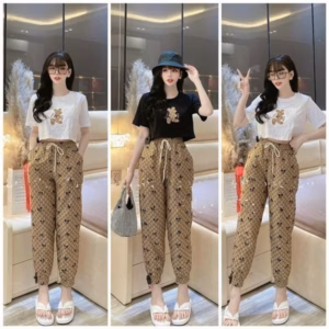 Set Bộ Đồ Nữ Áo Croptop Tay Ngắn Kèm Quần Mikey M1017 - Lisa