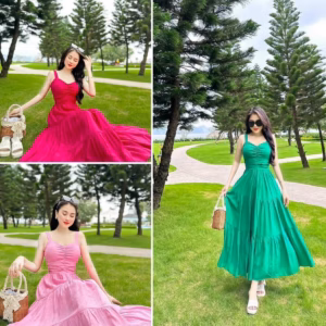 Đầm Váy Nữ Maxi 2 Dây Xòe Xếp Tầng Ug009 - Nana House