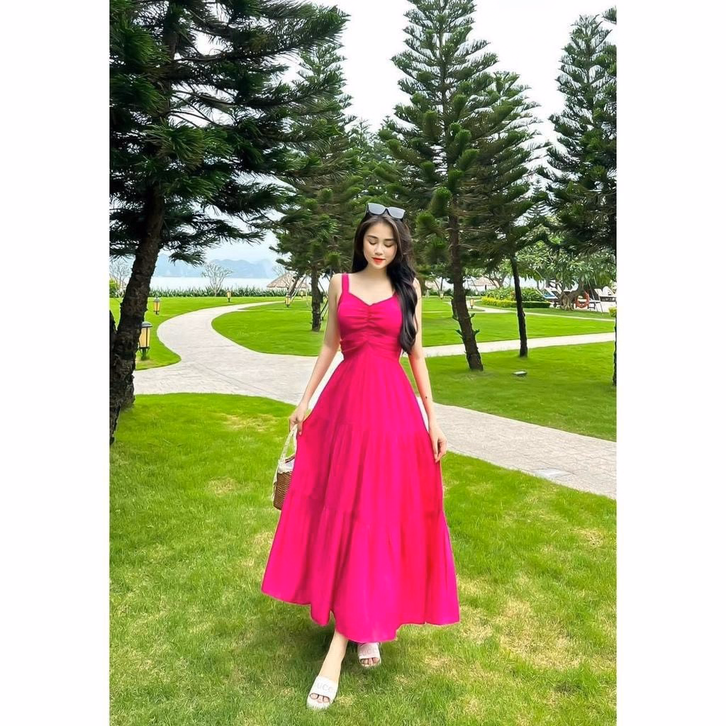 Đầm Váy Nữ Maxi 2 Dây Xòe Xếp Tầng Ug009 - Nana House - Ảnh 2