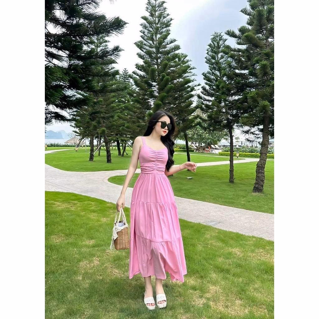 Đầm Váy Nữ Maxi 2 Dây Xòe Xếp Tầng Ug009 - Nana House - Ảnh 4