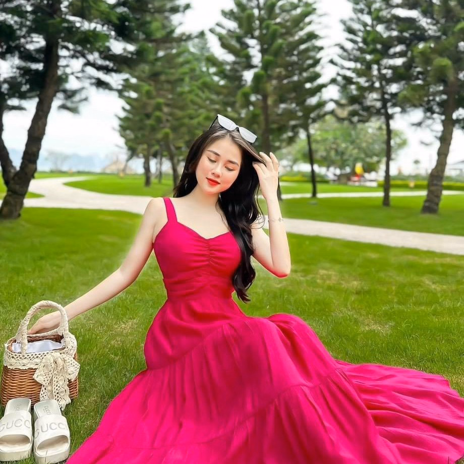 Đầm Váy Nữ Maxi 2 Dây Xòe Xếp Tầng Ug009 - Nana House - Ảnh 6