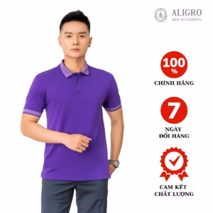 Áo Polo Nam Chất Liệu Cotton Màu Tím Algplo27- Aligro