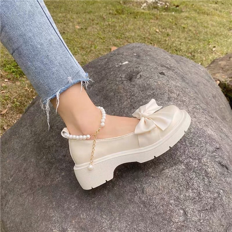 Giày Nữ Meryjanes (From To Lùi 1 Size), Giày Đốc Nữ Mềm Phối Nơ Ngọc Tiểu Thư 441 - Larita Fashion - Ảnh 6