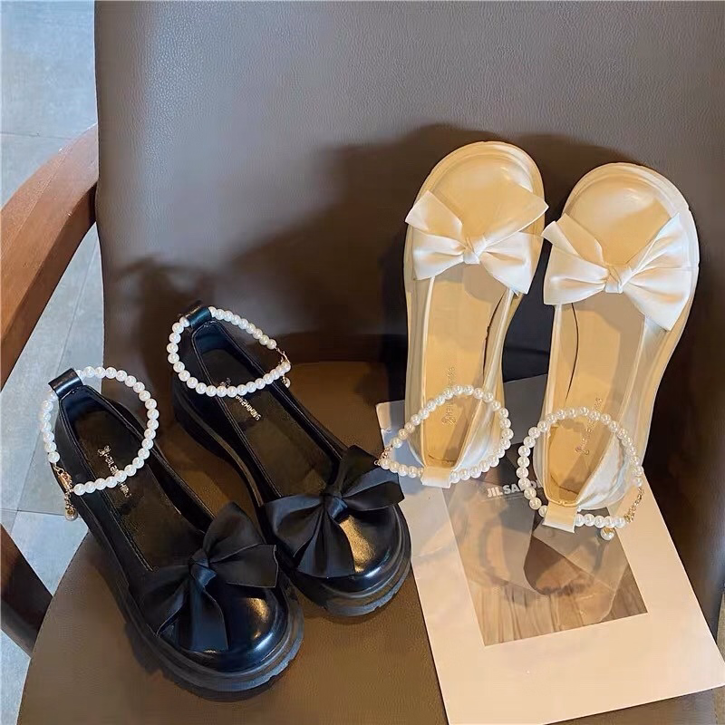 Giày Nữ Meryjanes (From To Lùi 1 Size), Giày Đốc Nữ Mềm Phối Nơ Ngọc Tiểu Thư 441 - Larita Fashion - Ảnh 3