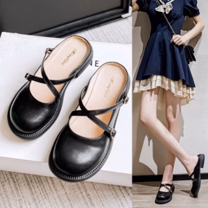Giày Sục Nữ Lolita Đế Cao 3 Phân Chất Đẹp 2 Quai Chéo Tôn Chân Dễ Phối Đồ 470 - Larita Fashion