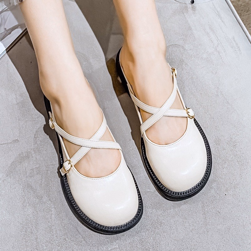 Giày Sục Nữ Lolita Đế Cao 3 Phân Chất Đẹp 2 Quai Chéo Tôn Chân Dễ Phối Đồ 470 - Larita Fashion - Ảnh 8