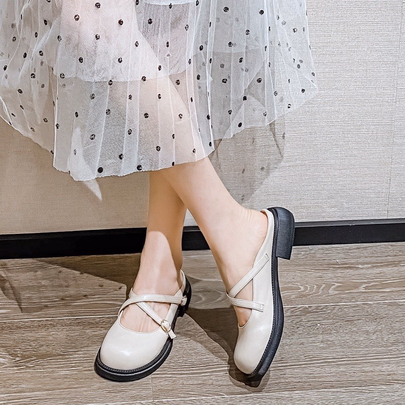 Giày Sục Nữ Lolita Đế Cao 3 Phân Chất Đẹp 2 Quai Chéo Tôn Chân Dễ Phối Đồ 470 - Larita Fashion - Ảnh 7