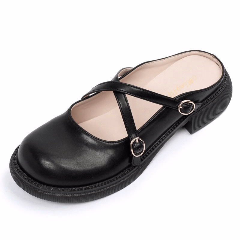 Giày Sục Nữ Lolita Đế Cao 3 Phân Chất Đẹp 2 Quai Chéo Tôn Chân Dễ Phối Đồ 470 - Larita Fashion - Ảnh 9