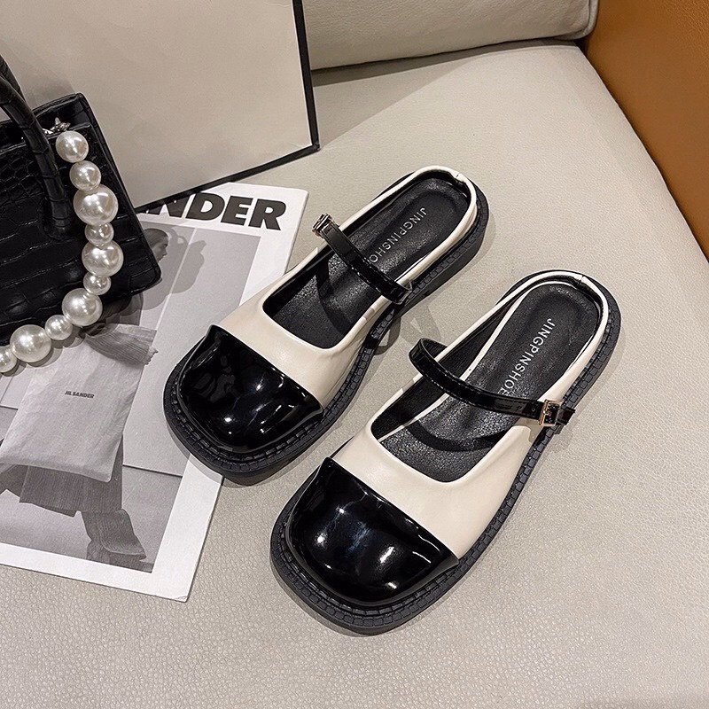 Giày Sục Nữ Đẹp Búp Bê Lolita Da Bóng Vá Mũi Siêu Thời Trang 471 - Larita Fashion - Ảnh 3