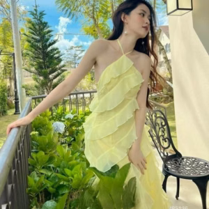 Đầm Bèo Gơn Sóng Hở Vai Voan Cao Cấp V985H - Aine