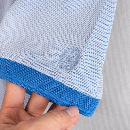 Áo Polo Nam Ngắn Tay Aligro Chất Liệu Cotton Cao Cấp Hoạ Tiết Kiểu Dệt Chữ V Màu Xanh Algplo78 - Aligro - Ảnh 2