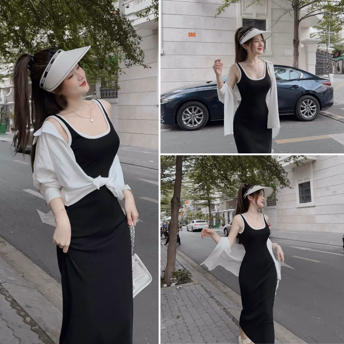 Set Đầm Váy Nữ Body 2 Dây Phối Áo Khoác Ngoài Dd512 - Nana House