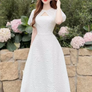 Đầm Váy Nữ Gấm Xốp Tay Phồng Voan Đính Cườm S7- Nana House