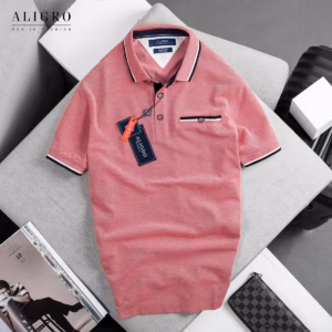 Áo Polo Nam Ngắn Tay Chất Liệu Cotton Thiết Kế Bo Viền Tay Áo, Gấu Áo Xẻ 2 Bên Tạo Nét Khoẻ Khoắn Algplo41 - Aligro