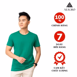 Áo Thun Nam Chất Liệu Cotton Cổ Tròn Màu Xanh Lá Kiểu Dáng Thể Thao Thấm Hút Tốt Co Giãn Thoải Mái Algapc068 - Aligro