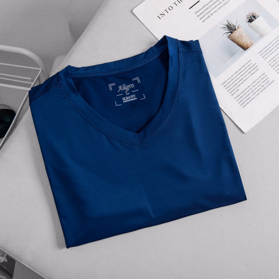 Áo Thun Nam Cổ Tròn Màu Navy Kiểu Dáng Thể Thao Thấm Hút Tốt Co Giãn Thoải Mái Algapc054 - Aligro - Ảnh 3