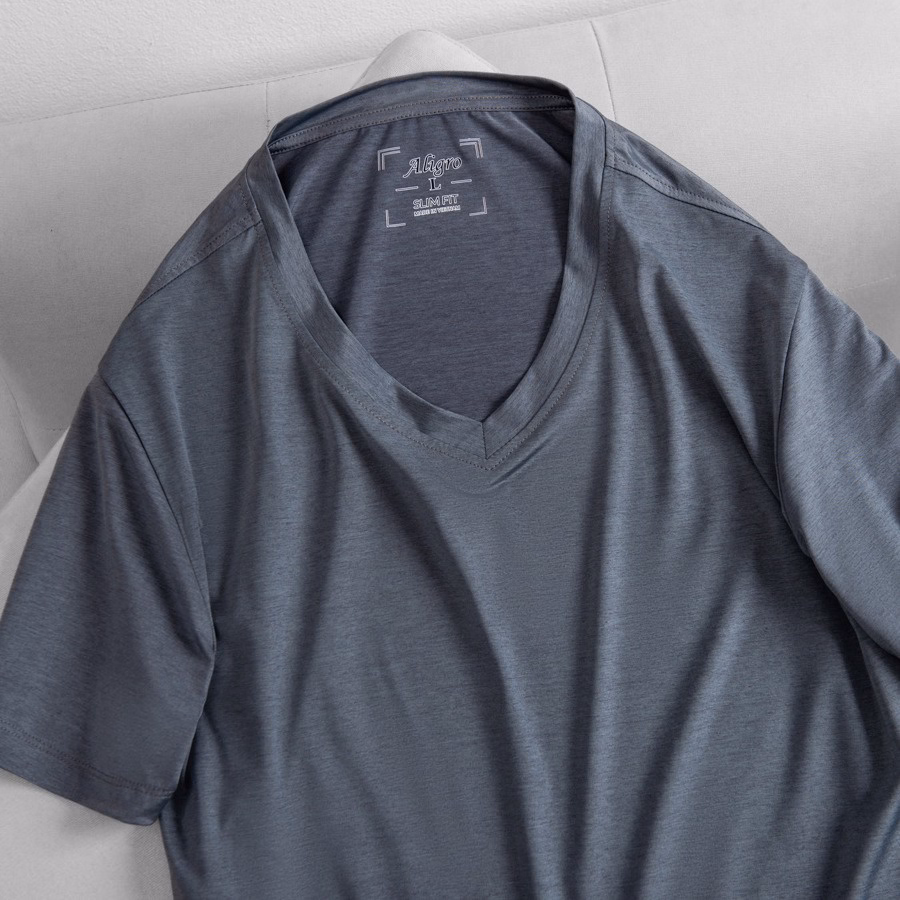 Áo Thun Nam Cổ Tròn Màu Ghi Kiểu Dáng Thể Thao Thấm Hút Tốt Co Giãn Thoải Mái Algapc053 - Aligro - Ảnh 8