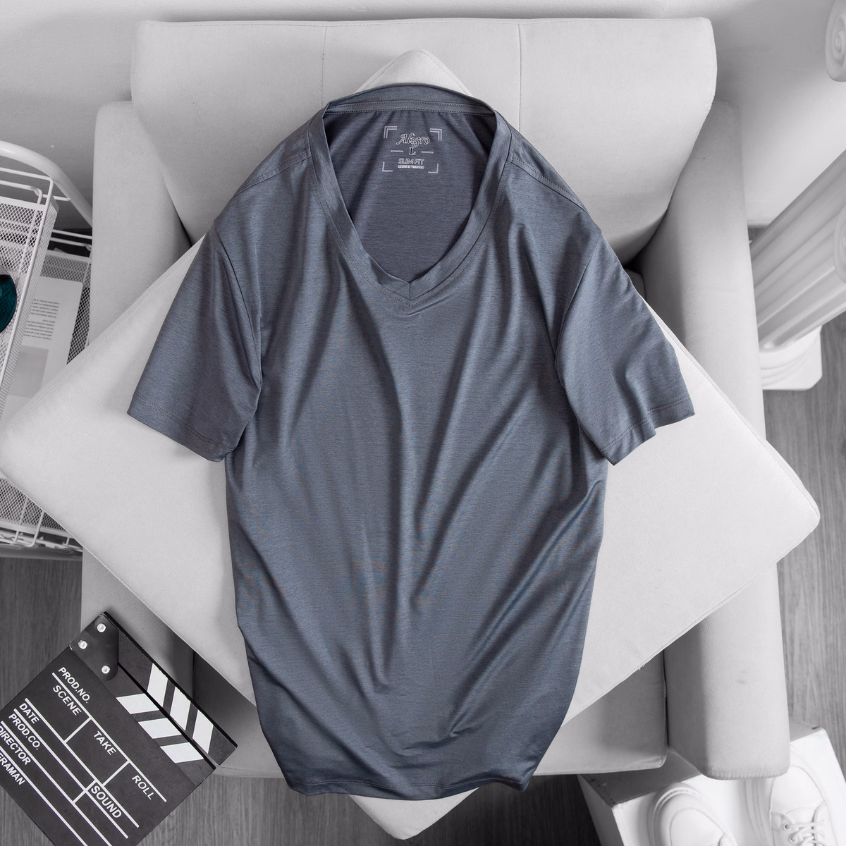 Áo Thun Nam Cổ Tròn Màu Ghi Kiểu Dáng Thể Thao Thấm Hút Tốt Co Giãn Thoải Mái Algapc053 - Aligro - Ảnh 7