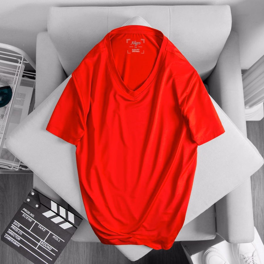 Áo Thun Nam Cổ Tròn Màu Đỏ Cam Kiểu Dáng Thể Thao Thấm Hút Tốt Co Giãn Thoải Mái Algapc063 - Aligro - Ảnh 4