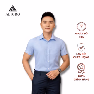 Áo Sơ Mi Bamboo Slimfit Cộc Tay Xanh Trơn Algs-C123 - Aligro