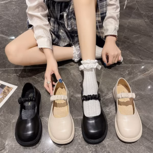Giày Búp Bê Vintage Lolita Tiểu Thư Quai Bèo Nhúm Phong Cách Hàn Quốc 220 - Larita Fashion