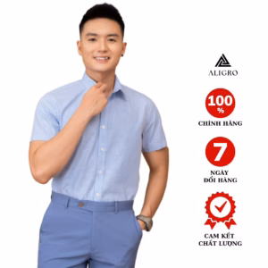 Áo Sơ Mi Baboo Slimfit Cộc Tay Kẻ Xanh Dương Algs-C121 - Aligro