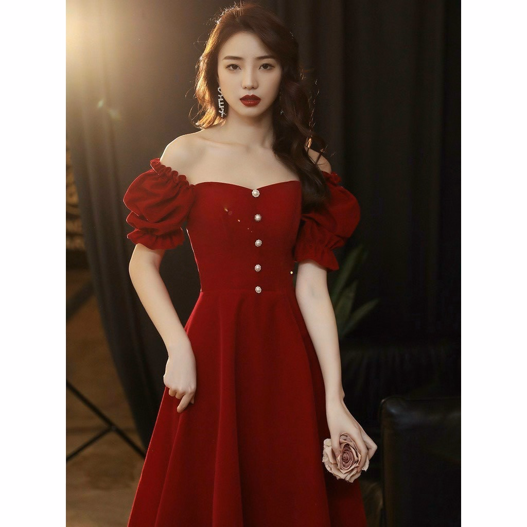 Đầm Xòe Tay Phồng Bấm Nút V952H - Aine - Ảnh 4