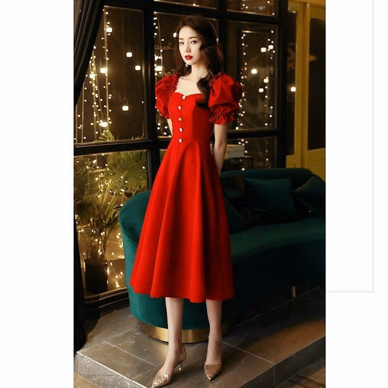 Đầm Xòe Tay Phồng Bấm Nút V952H - Aine - Ảnh 3