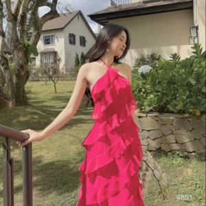 Đầm Váy Nữ Maxi Cổ Yếm Voan Xếp Li Bèo Dd021 - Nana House