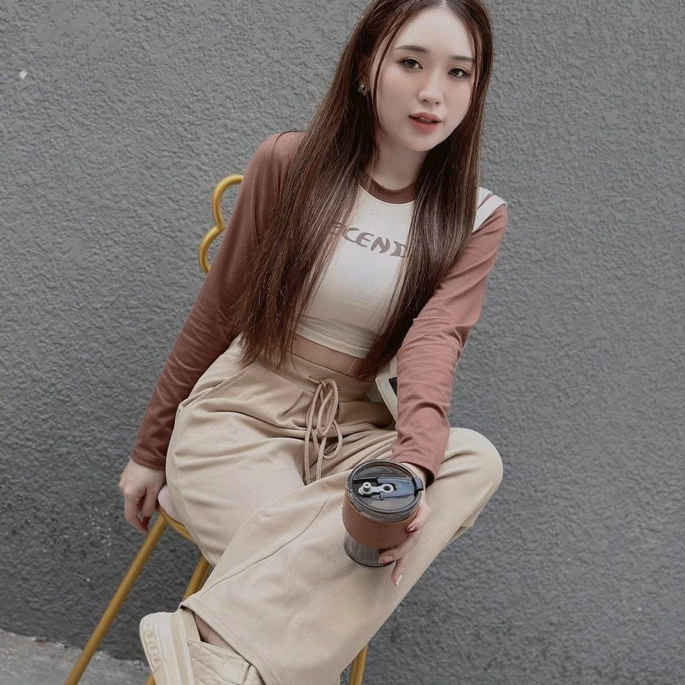 Set Bộ Đồ Nữ Thun Dài Tay Crotop Mix Quần Ống Rộng Cá Tính Dd909 - Nana House - Ảnh 5