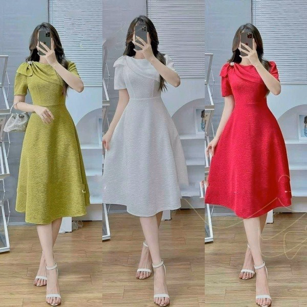 Đầm Xòe Dài Kèm Phụ Kiện Chất Xốp Gạo V948H - Lisa - Ảnh 11