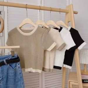 Áo Croptop Bo Gân Cổ Viền - Lê Phương Boutique