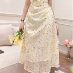 Đầm Xếp Ly Đính Cườm Eo, Voan Có Lót V943H - Aine