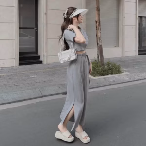 Set Áo Cổ Vest Kèm Chân Váy (Có Đai Cài Nút) V941H - Aine